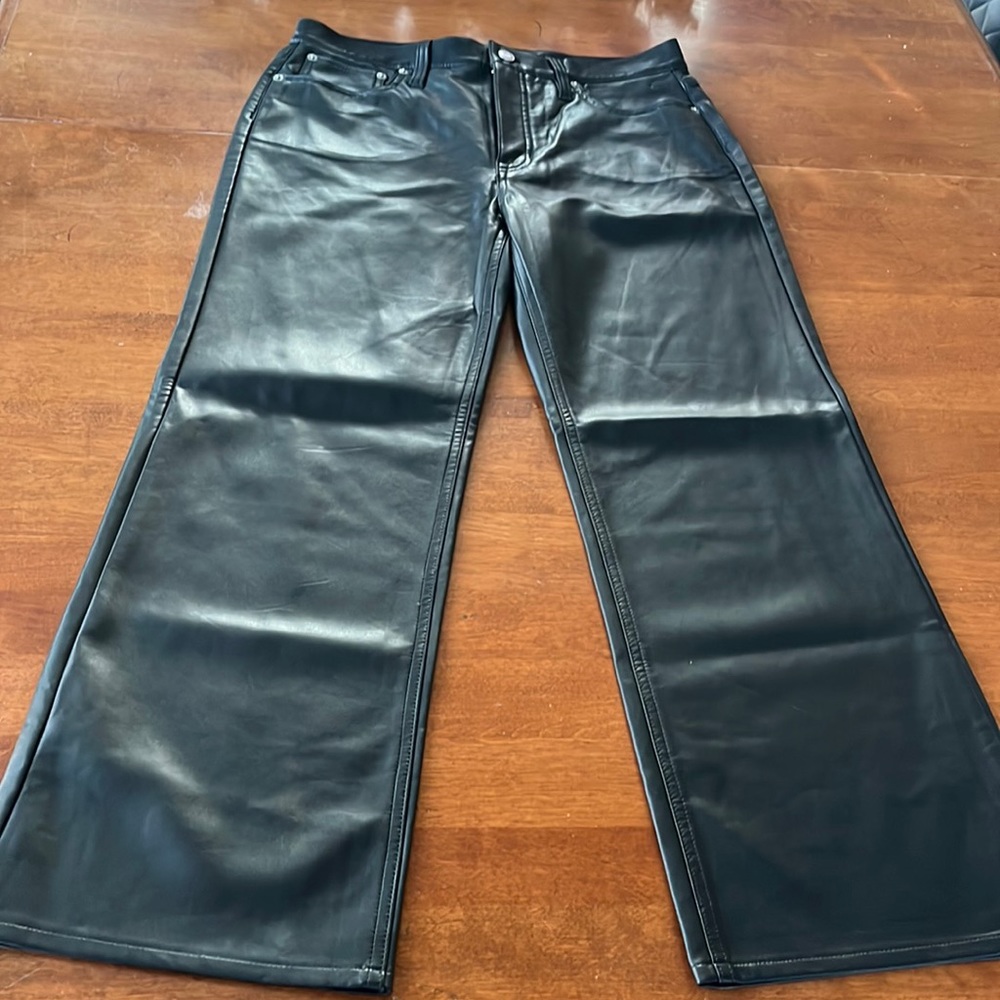 J Crew faux leather wide leg pants size 28 new
